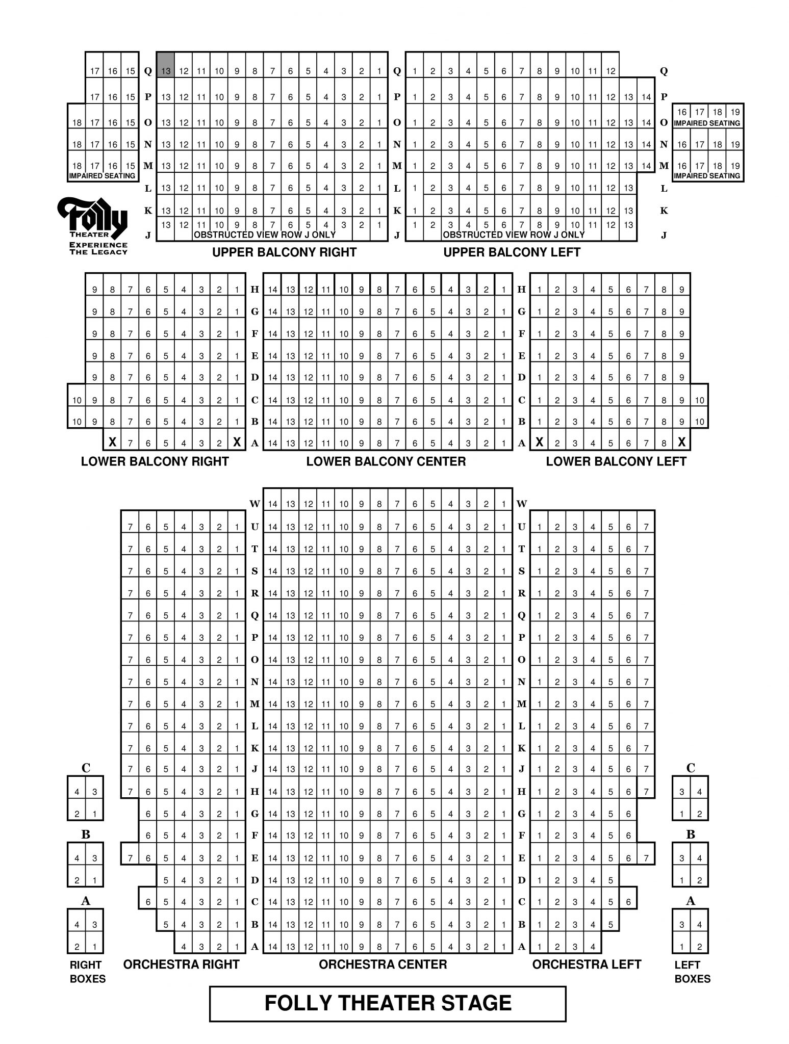 Folly Theater Seating Chart